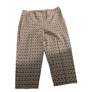 Valerie Stevens Medallion Geometric Print Capri Pants, Navy, Plus Size 18W